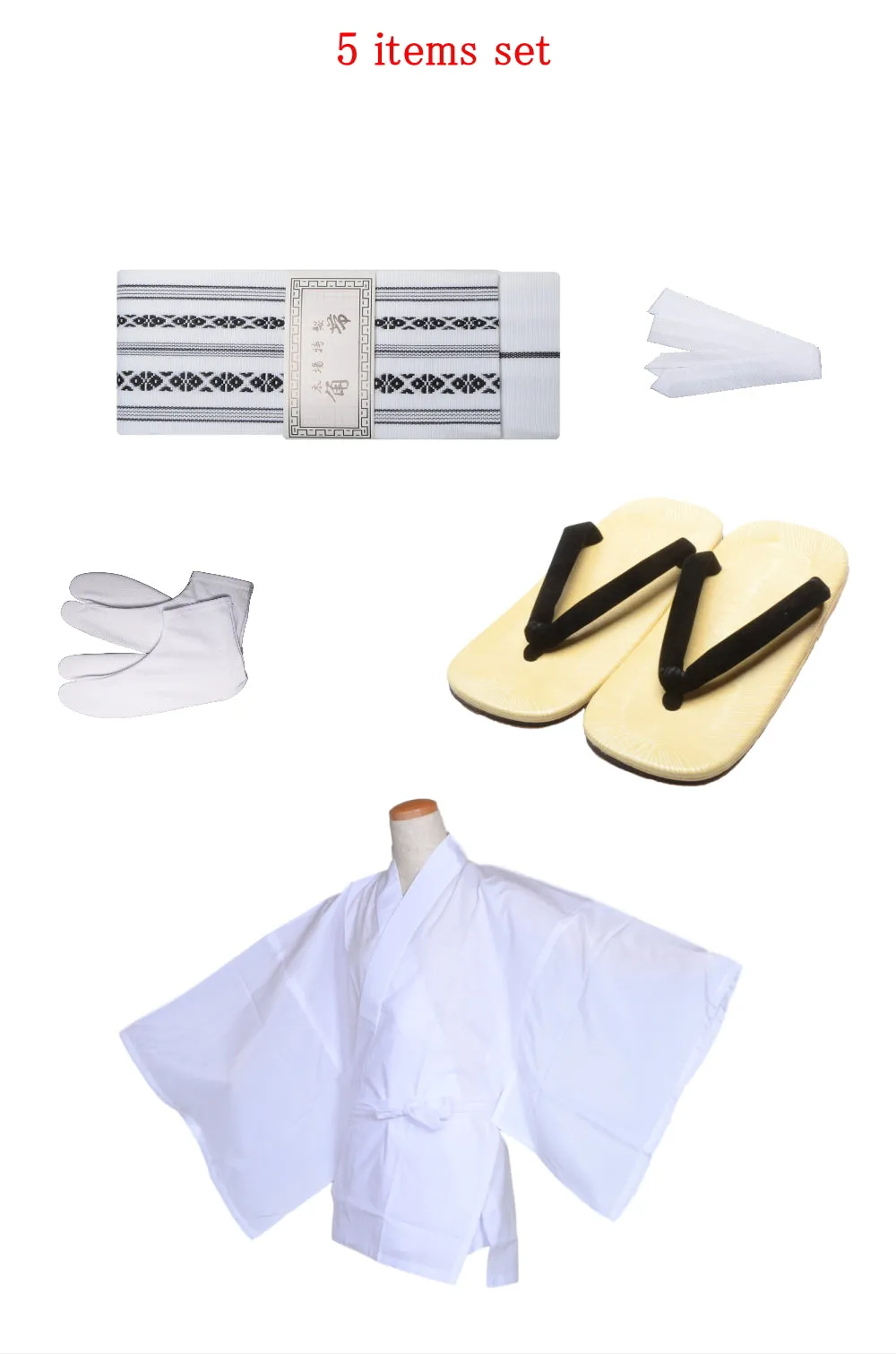 Men obi belt and Setta  sandals set : White