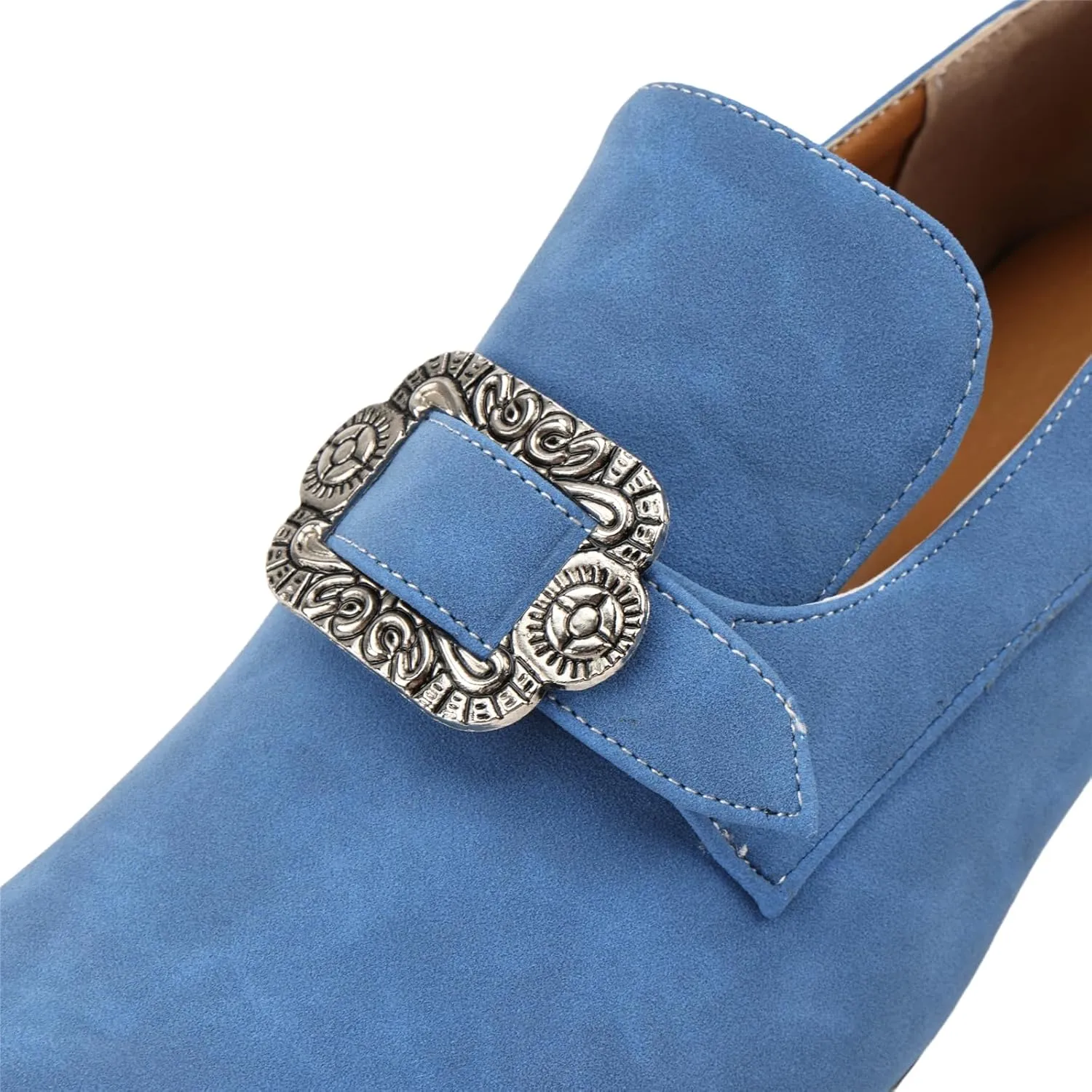 Men Retro Loafers Metal Square Buckle Formal Shoes Halloween Cosplay Shoes
