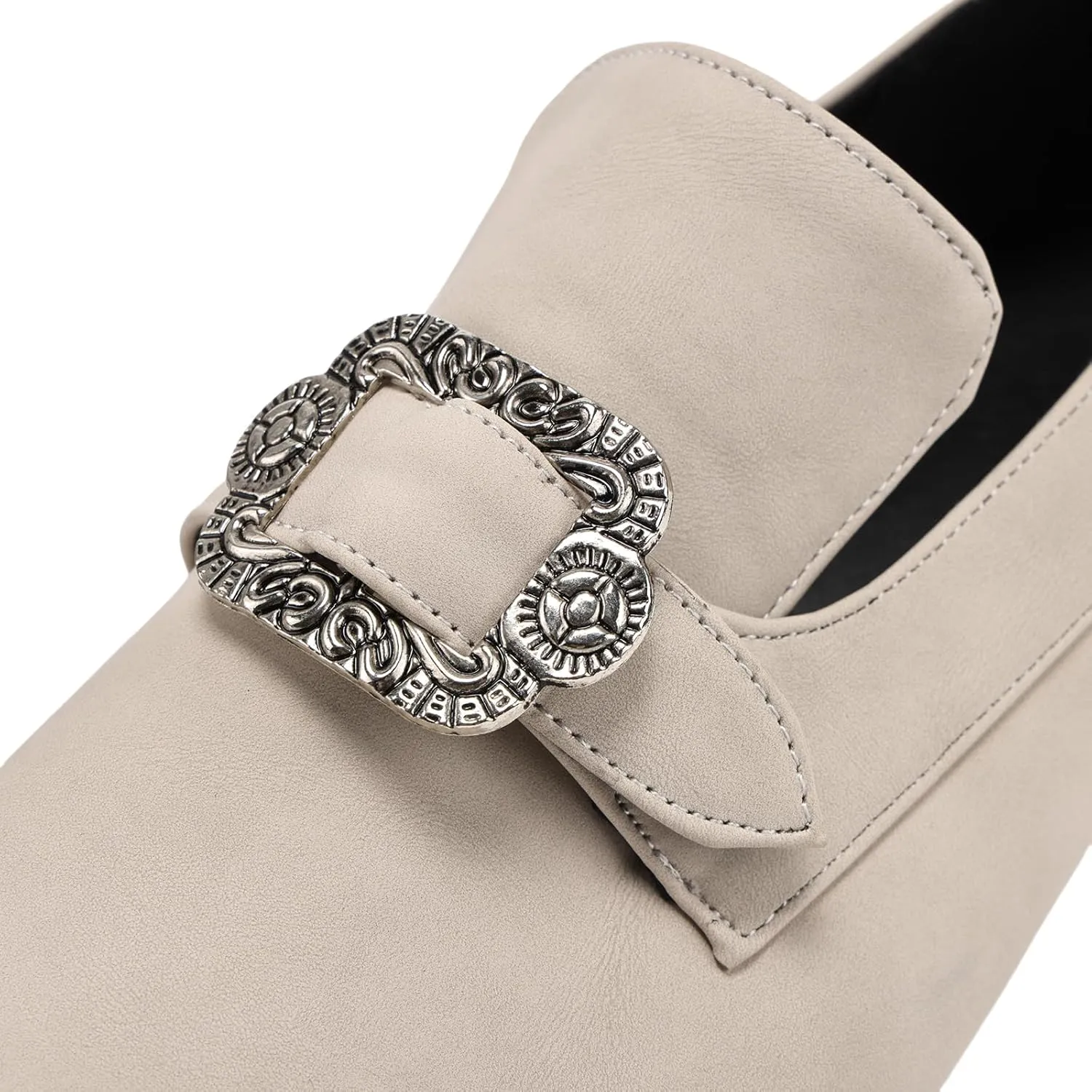 Men Retro Loafers Metal Square Buckle Formal Shoes Halloween Cosplay Shoes