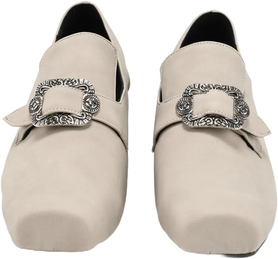 Men Retro Loafers Metal Square Buckle Formal Shoes Halloween Cosplay Shoes
