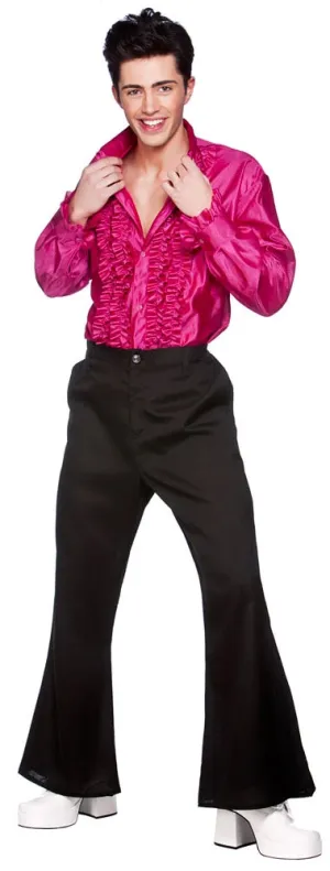 Mens 1970s Pink Disco Ruffle Shirt Costume Accessory