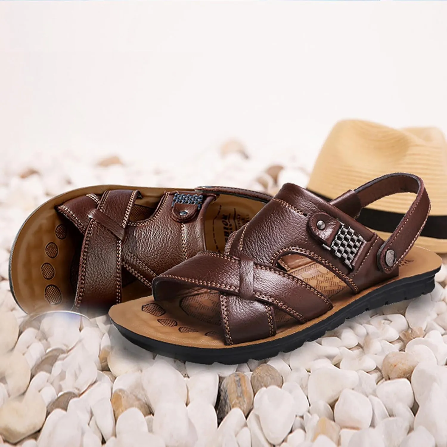 Men's Breathable Slip-On Sandals for Casual Outdoor Beach Walking Comfortable Lightweight Design