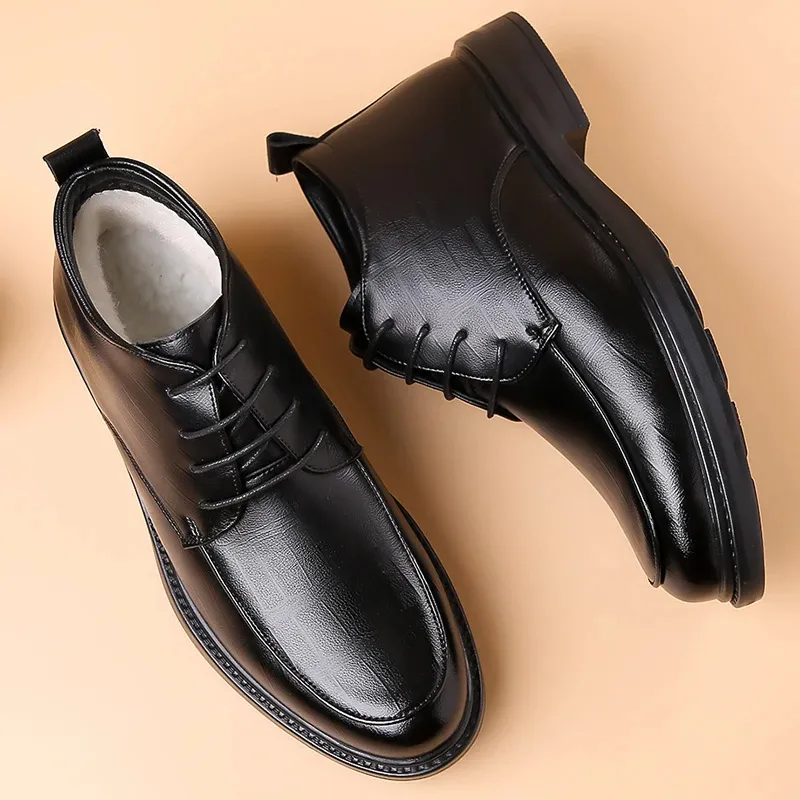 Men's Comfortable Non-Slip Vegan Leather Lace-up Shoes with Glossy Finish | For Everyday Wear