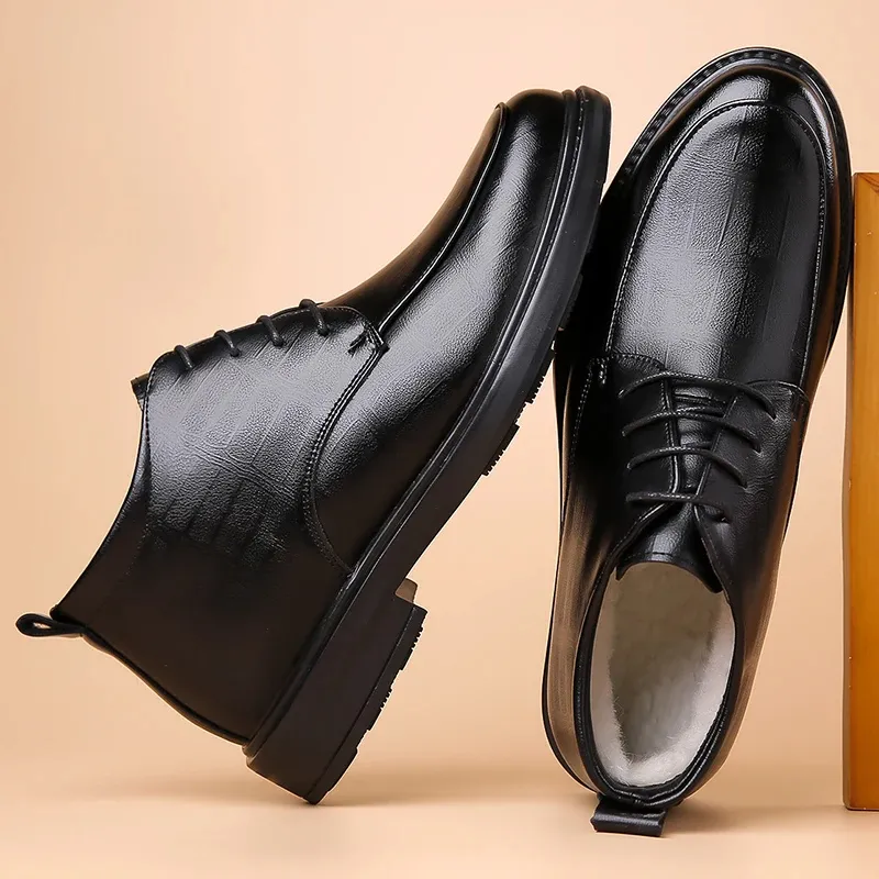Men's Comfortable Non-Slip Vegan Leather Lace-up Shoes with Glossy Finish | For Everyday Wear