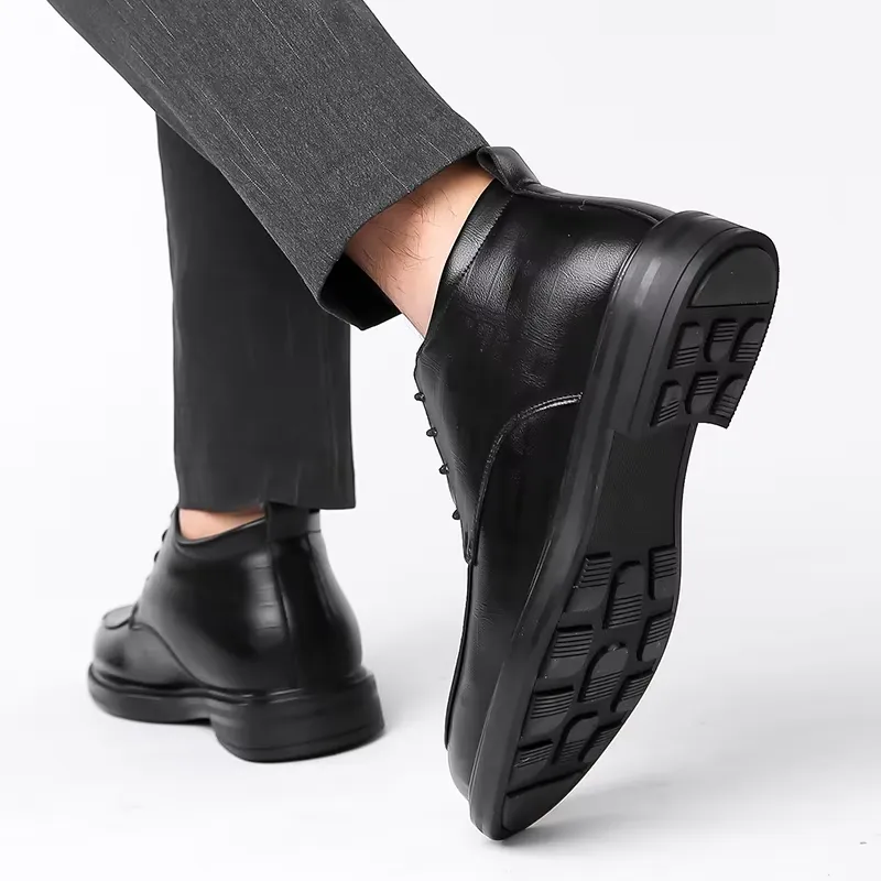 Men's Comfortable Non-Slip Vegan Leather Lace-up Shoes with Glossy Finish | For Everyday Wear