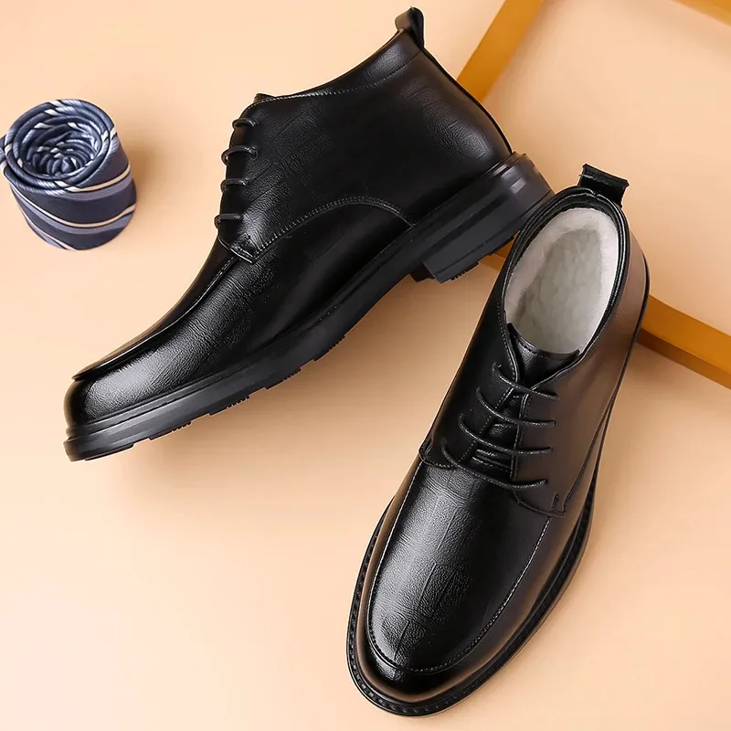 Men's Comfortable Non-Slip Vegan Leather Lace-up Shoes with Glossy Finish | For Everyday Wear