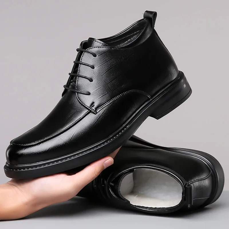 Men's Comfortable Non-Slip Vegan Leather Lace-up Shoes with Glossy Finish | For Everyday Wear