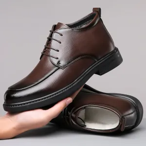 Men's Comfortable Non-Slip Vegan Leather Lace-up Shoes with Glossy Finish | For Everyday Wear