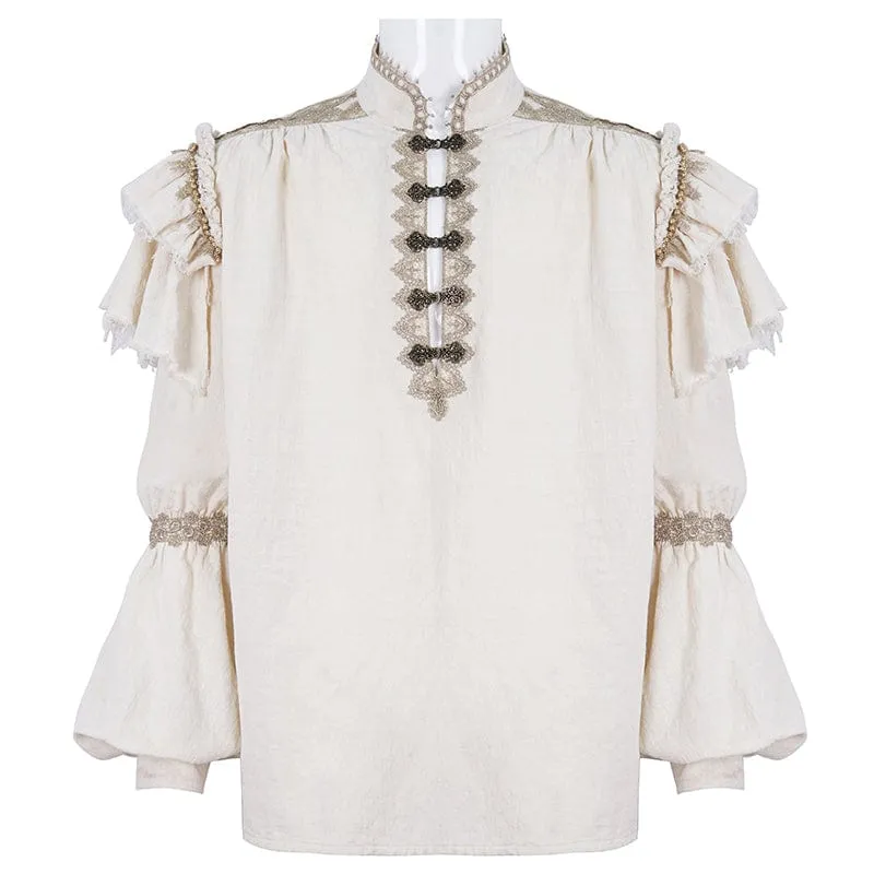 Men's Gothic Puff Sleeved Layered Ruffled Shirt