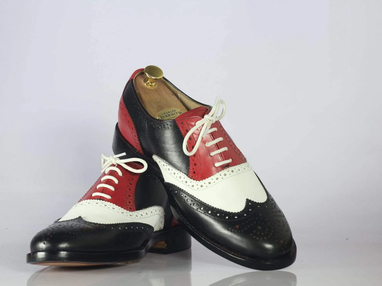 Men's Handmade Multi Color Wing Tip Brogue Leather Lace Up Shoes, Men Designer Dress Shoes