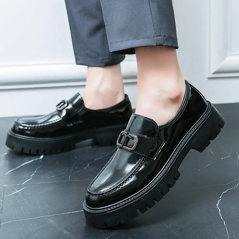 Mens Retro Comfortable Business Height Increasing Non-Slip Softsole Walking Oxford Shoes Formal Leather Loafers