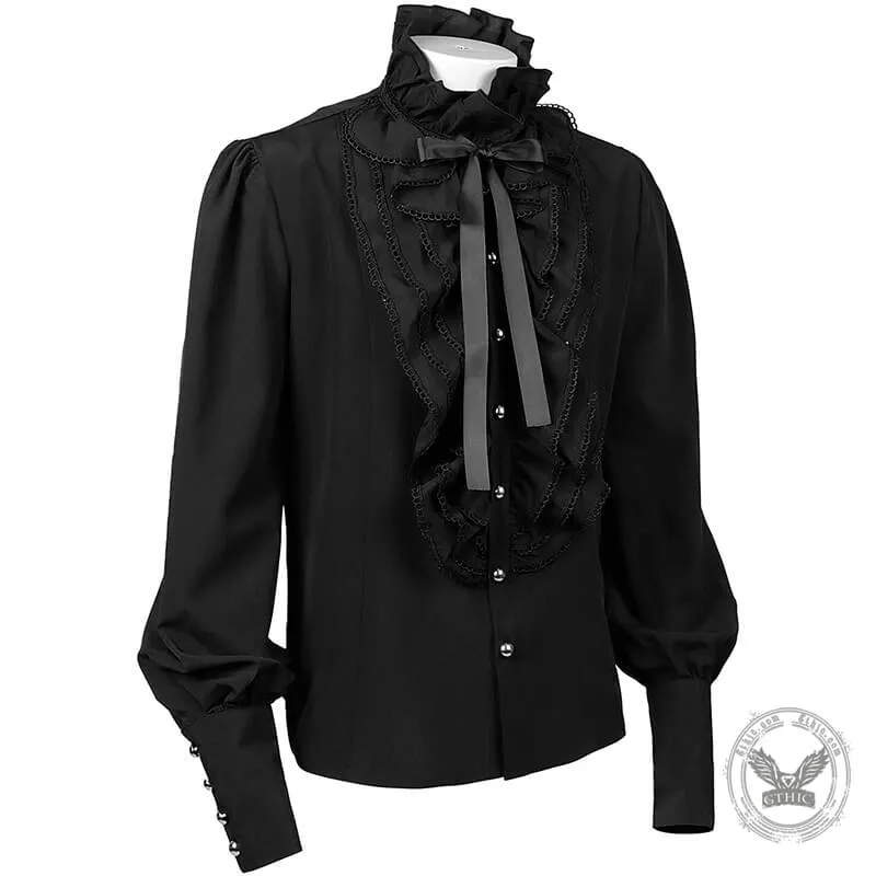 Men's Victorian Ruffled Lace-Up Shirt