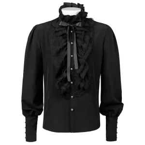 Men's Victorian Ruffled Lace-Up Shirt
