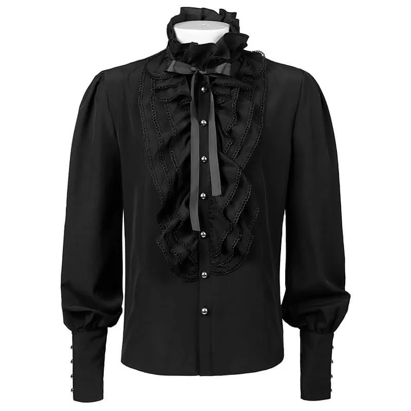 Men's Victorian Ruffled Lace-Up Shirt