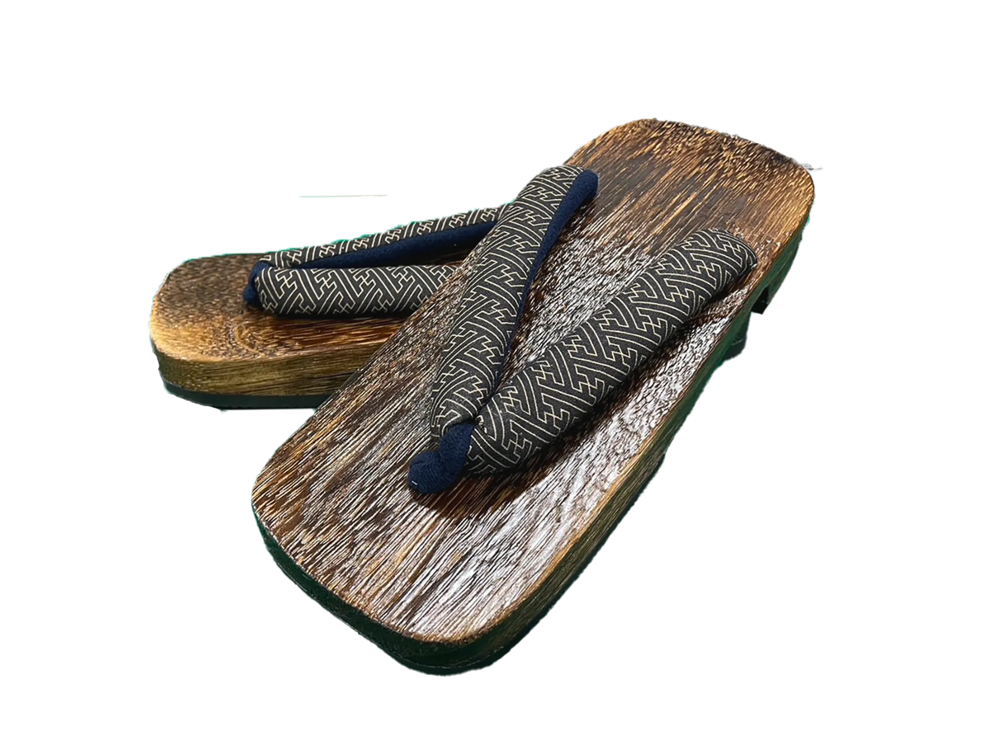 Men's Wooden Geta Sandals : Black Saya-gata pattern