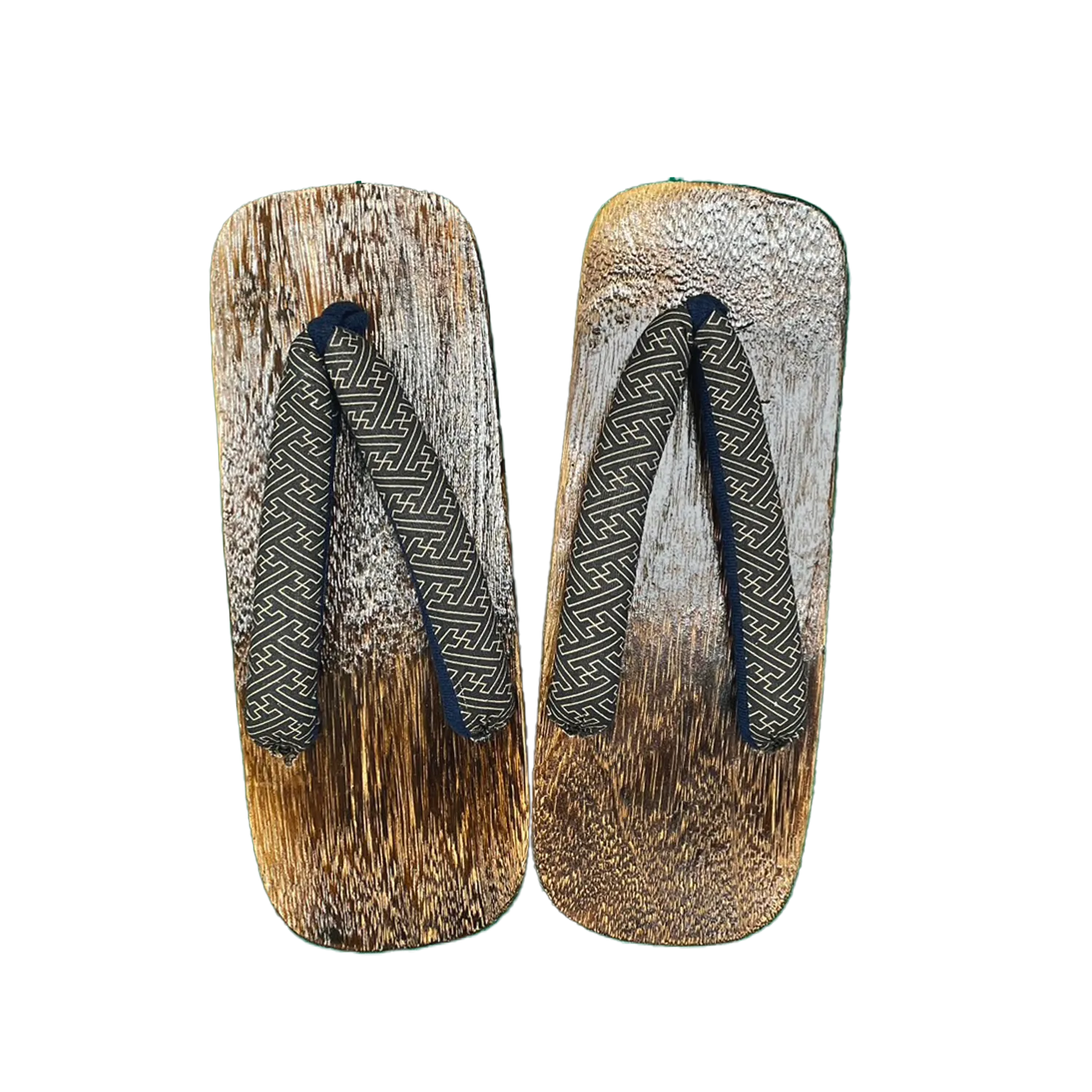 Men's Wooden Geta Sandals : Black Saya-gata pattern