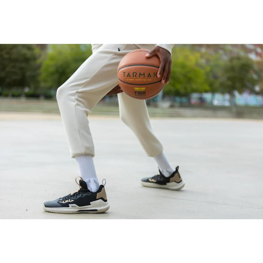 Men's/Women's Low-Rise Basketball Shoes Fast 500 - Black/Beige