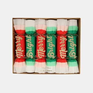 Merry & Bright Christmas Crepe Crackers (Set of 6)