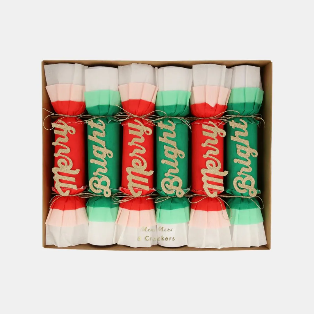 Merry & Bright Christmas Crepe Crackers (Set of 6)