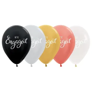 Metallic We're Engaged Script Balloon - 6 Pkt