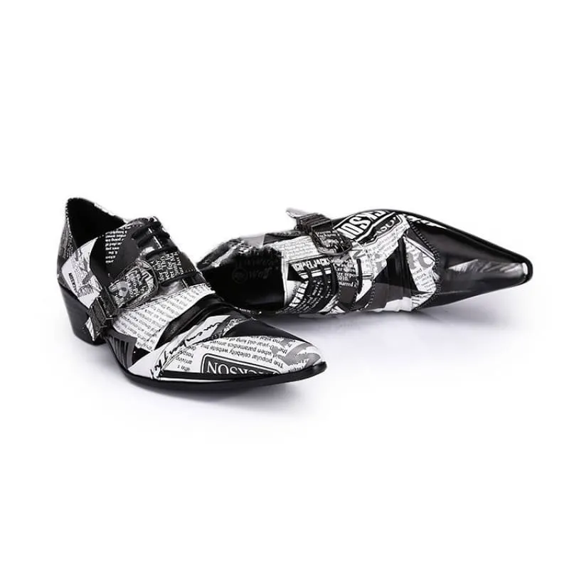 Michael Jackson Newspaper Print Leather Lace-up Buckle Shoes