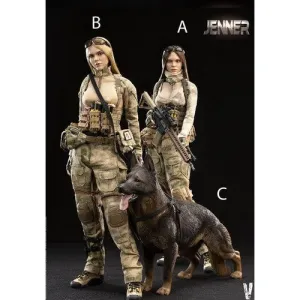 Military Women Soldier - Jenner and German Shepherd Dog Female Custom Figure Set Very Cool