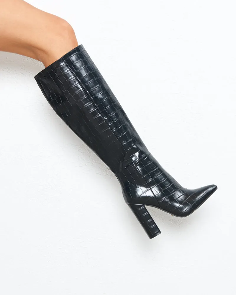 Elastic Material Wide Range MILLA WIDE FIT - BLACK CROC