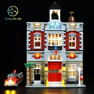 MOC  Compatible  LED Lighting Set DIY toys Creator 10197 City Street Fire Brigade Building Blocks