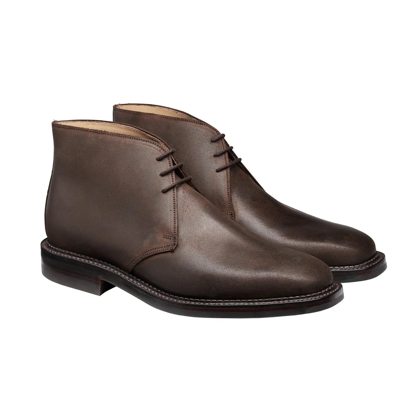 Rubber Tread Pattern Molton Dark Brown Rough-Out Suede