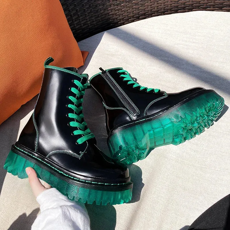 Motorcycle MaMa Casual Lace Up Side Zip Ankle Boots