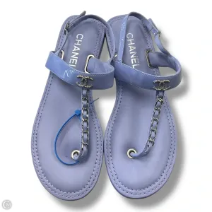 Queen Touch Stone Gray Sandals Luxury Designer By Chanel In Purple, Size: 8
