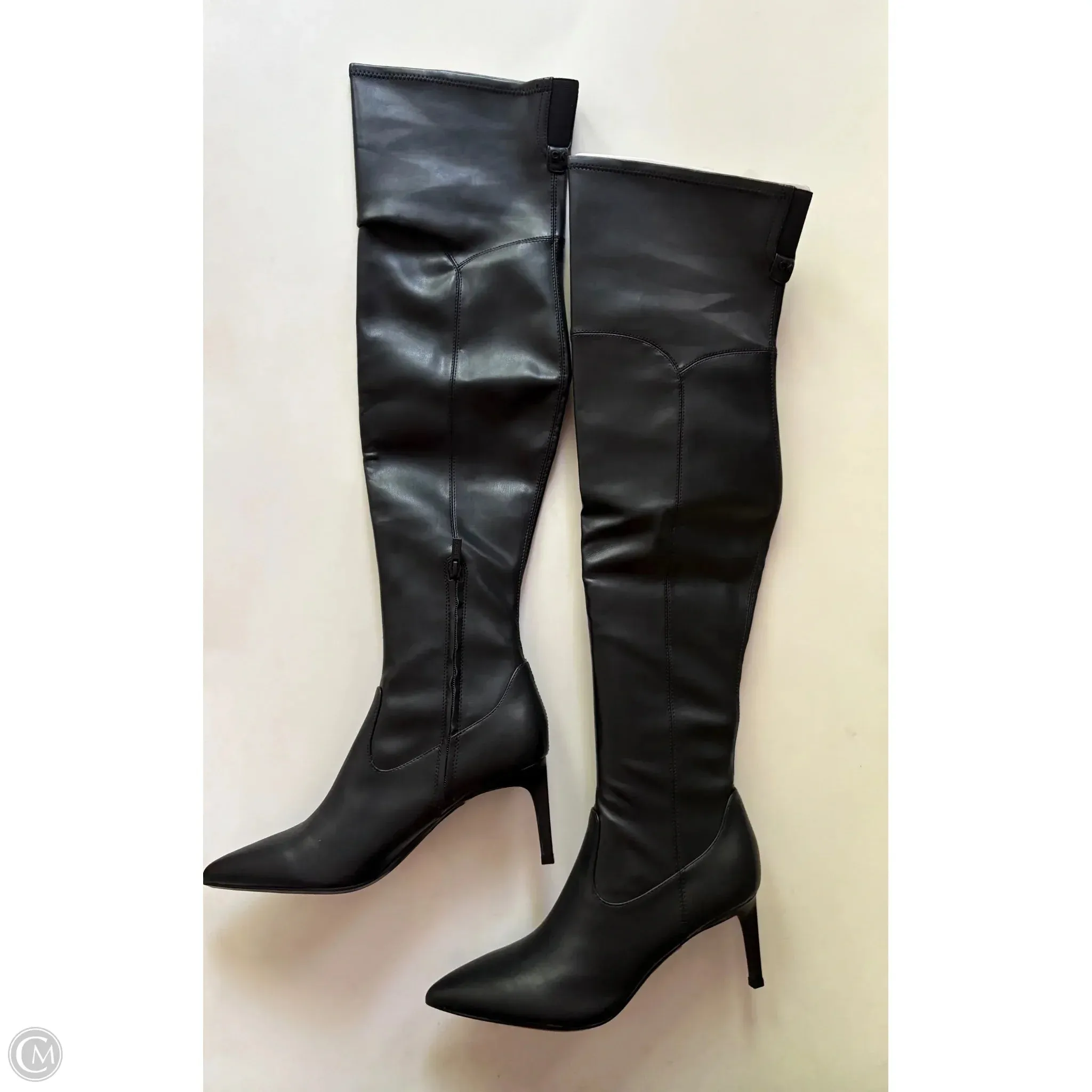 Casual Wear Construction Worker Boots Knee Heels By Calvin Klein In Black, Size: 10