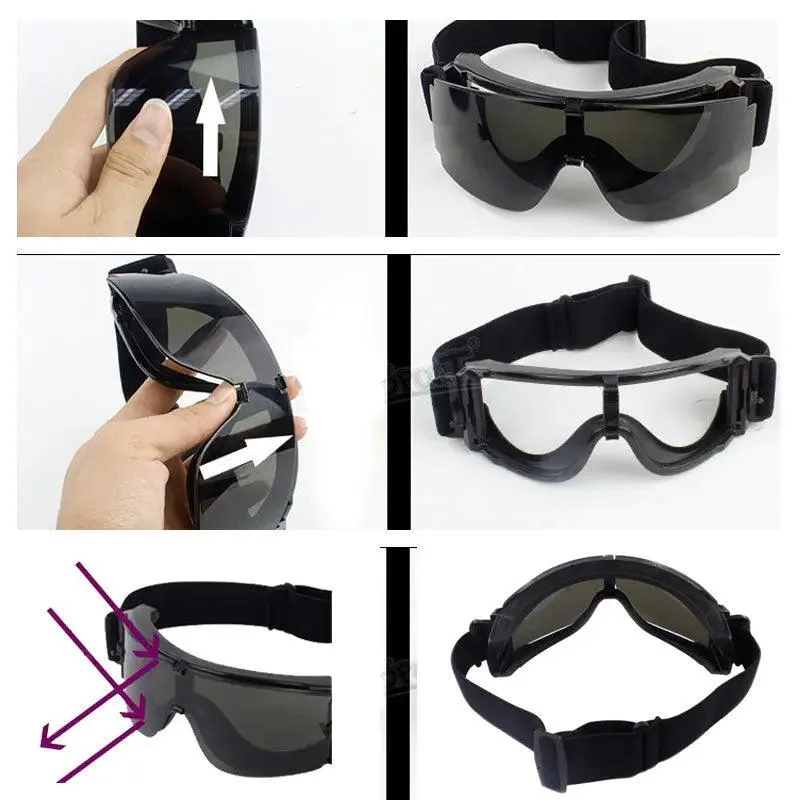 Multi Function Iron Mesh Tactical Mask with Fast Helmet and Tactical Goggles .