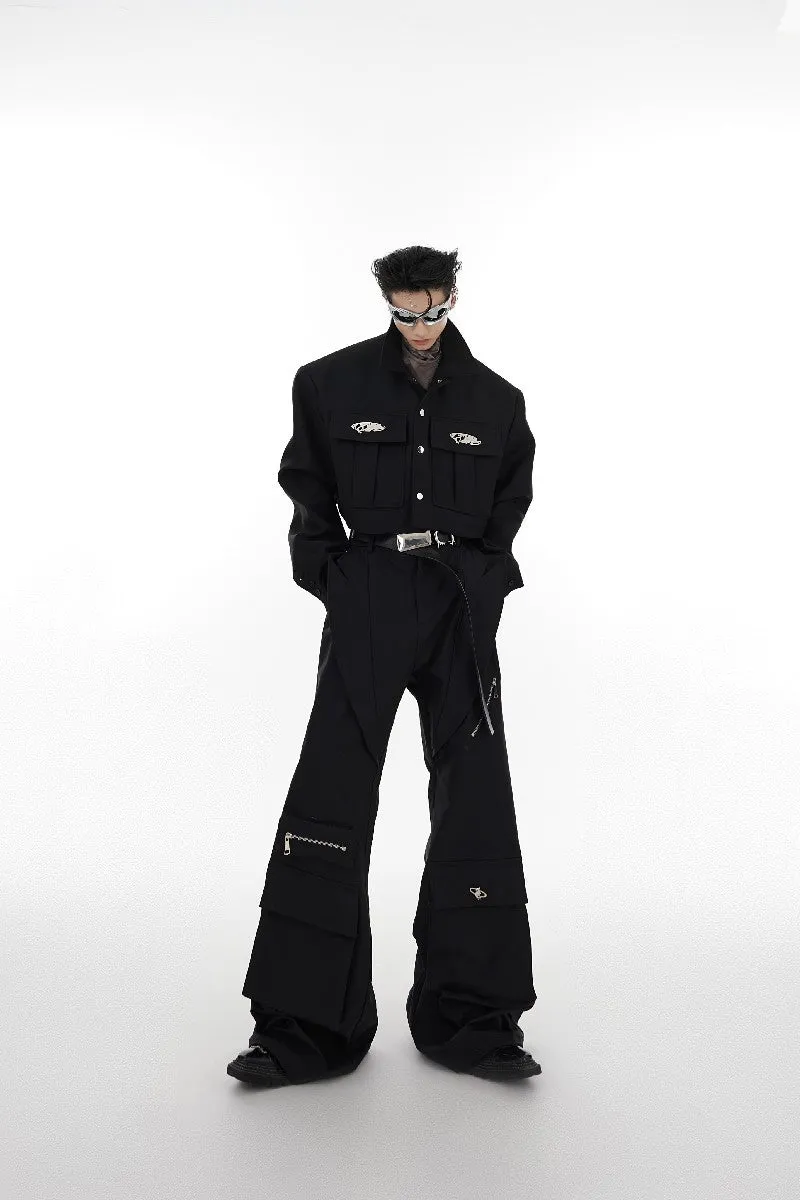 Multi Pocket Flared Trousers