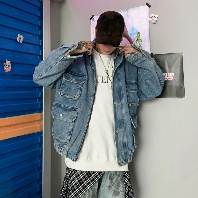 Multi-pocket Hooded BF Denim Jacket