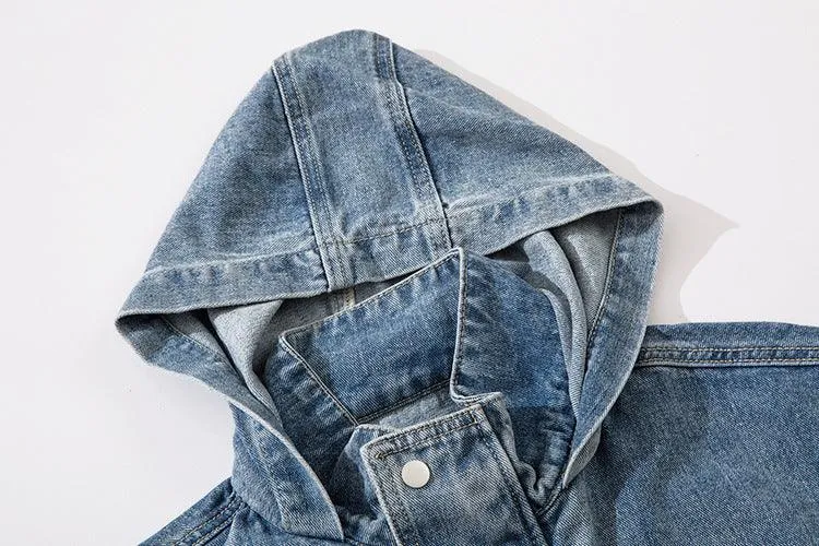 Multi-pocket Hooded BF Denim Jacket