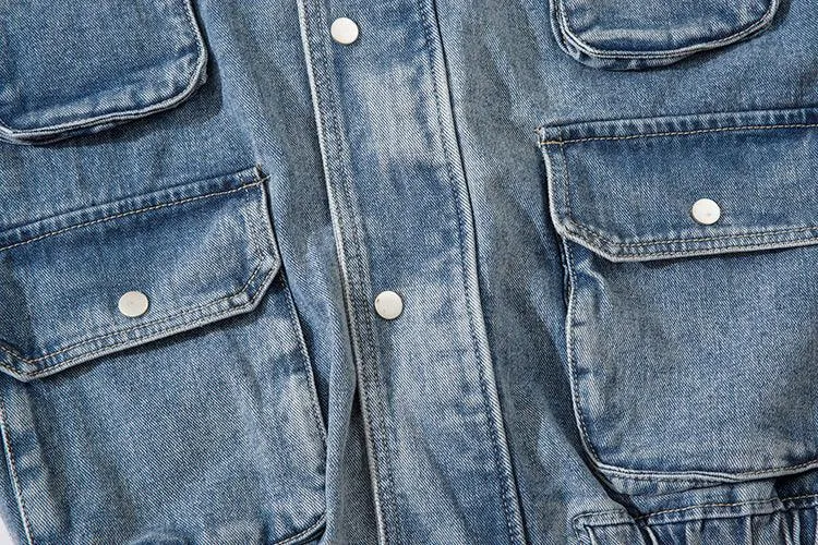 Multi-pocket Hooded BF Denim Jacket