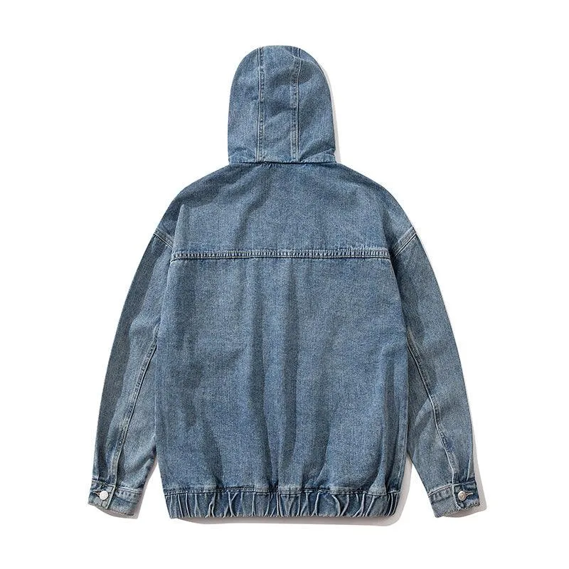 Multi-pocket Hooded BF Denim Jacket