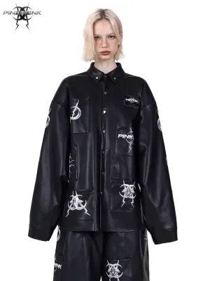Multi Pocket Leather Jacket