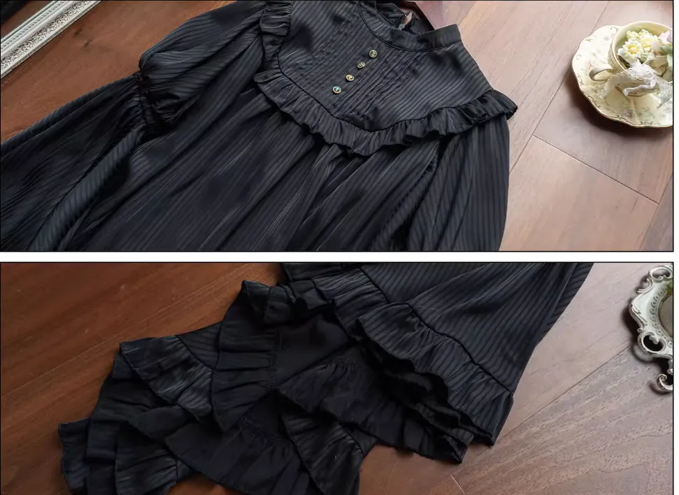 Muppet Mind Ben~Dreaming~Gothic Lolita Princess Sleeves Blouse Striped Printing