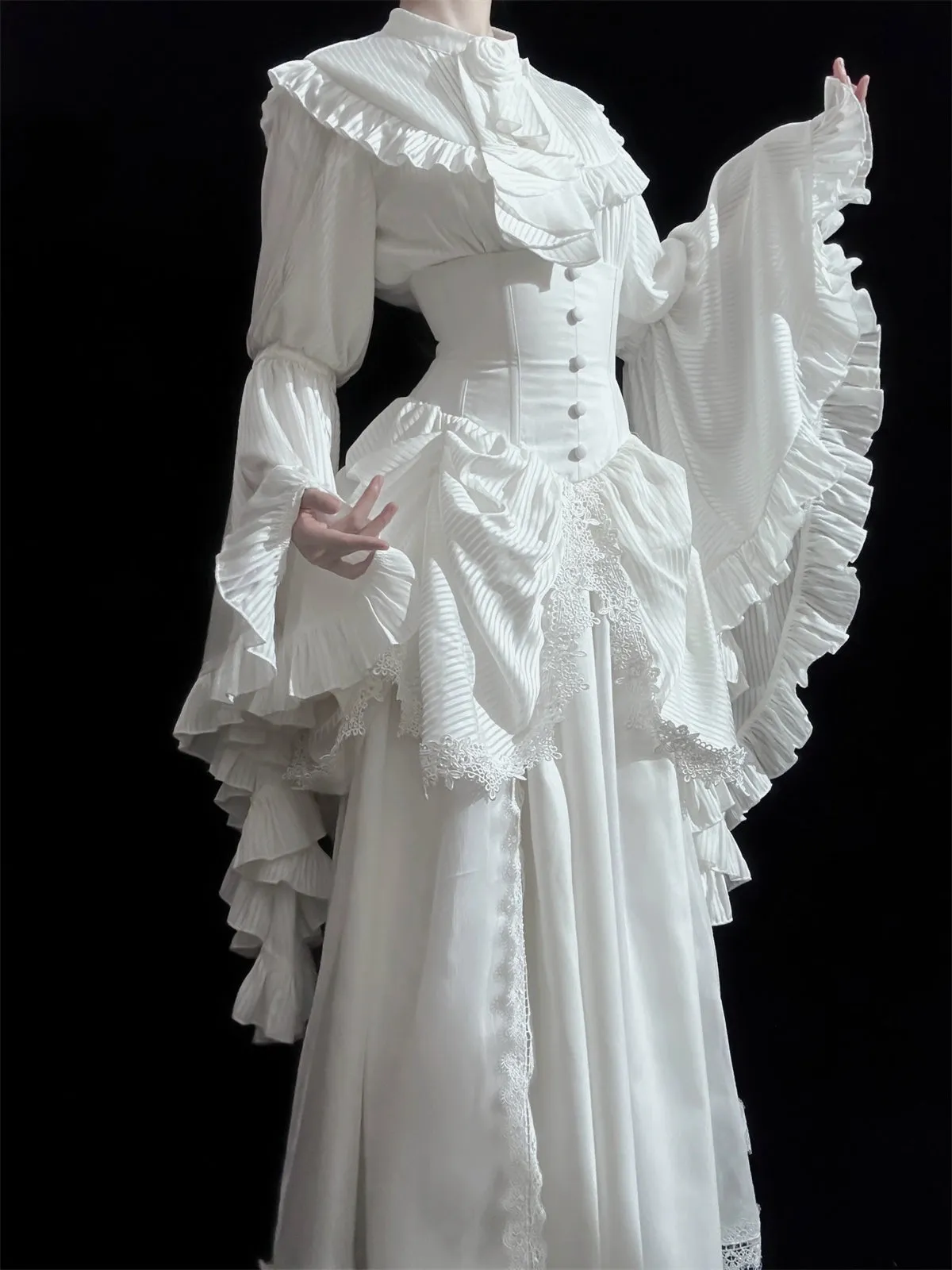Muppet Mind Ben~Dreaming~Gothic Lolita Skirt Fishbone Long Skirt Ruffled Hem