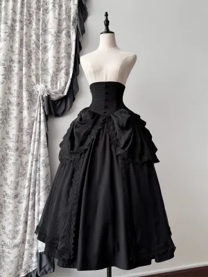 Muppet Mind Ben~Dreaming~Gothic Lolita Skirt Fishbone Long Skirt Ruffled Hem