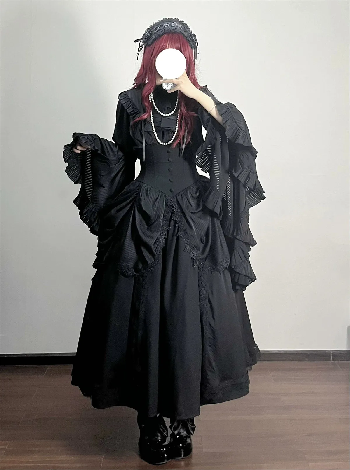Muppet Mind Ben~Dreaming~Gothic Lolita Skirt Fishbone Long Skirt Ruffled Hem