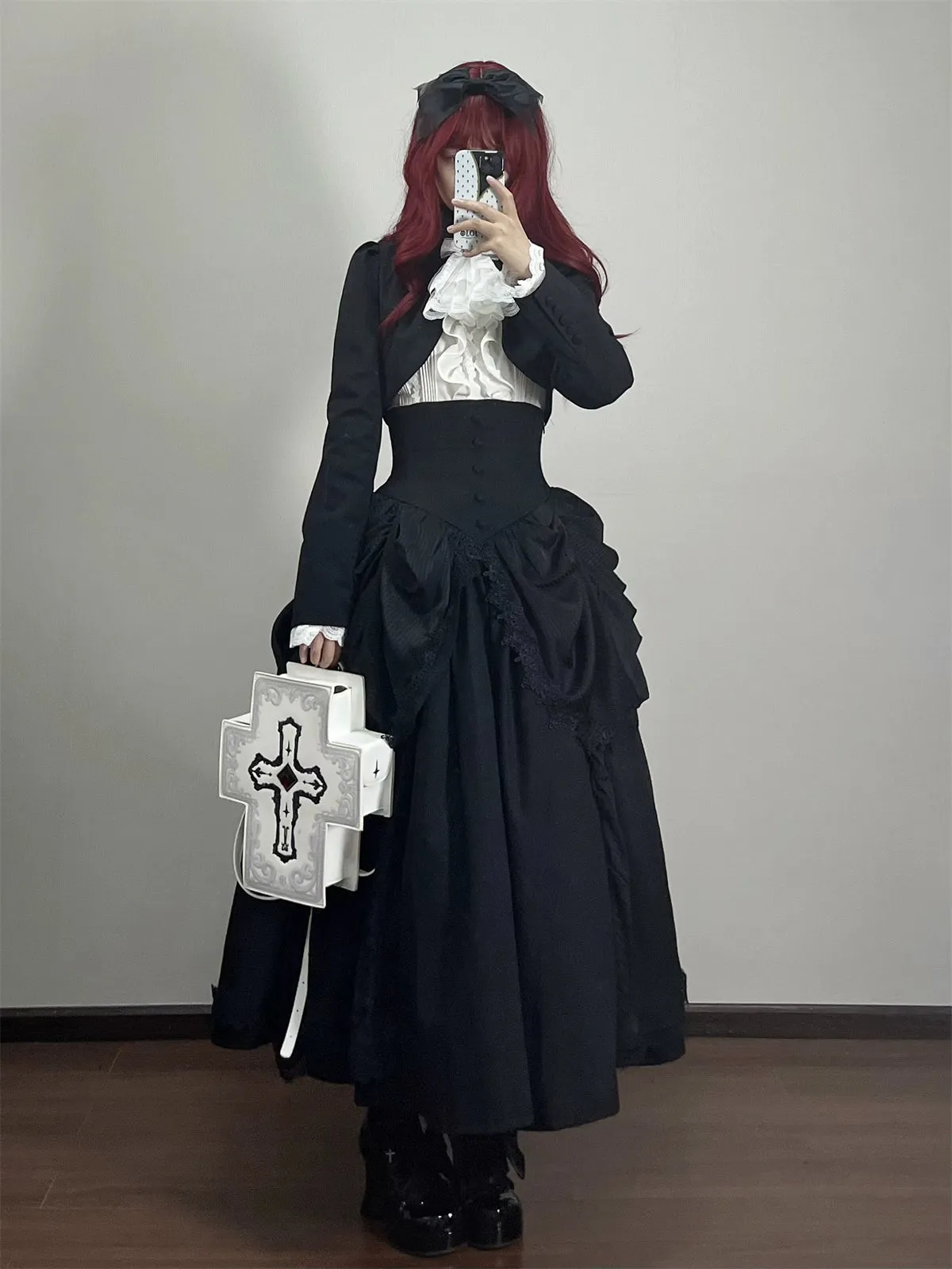 Muppet Mind Ben~Dreaming~Gothic Lolita Skirt Fishbone Long Skirt Ruffled Hem