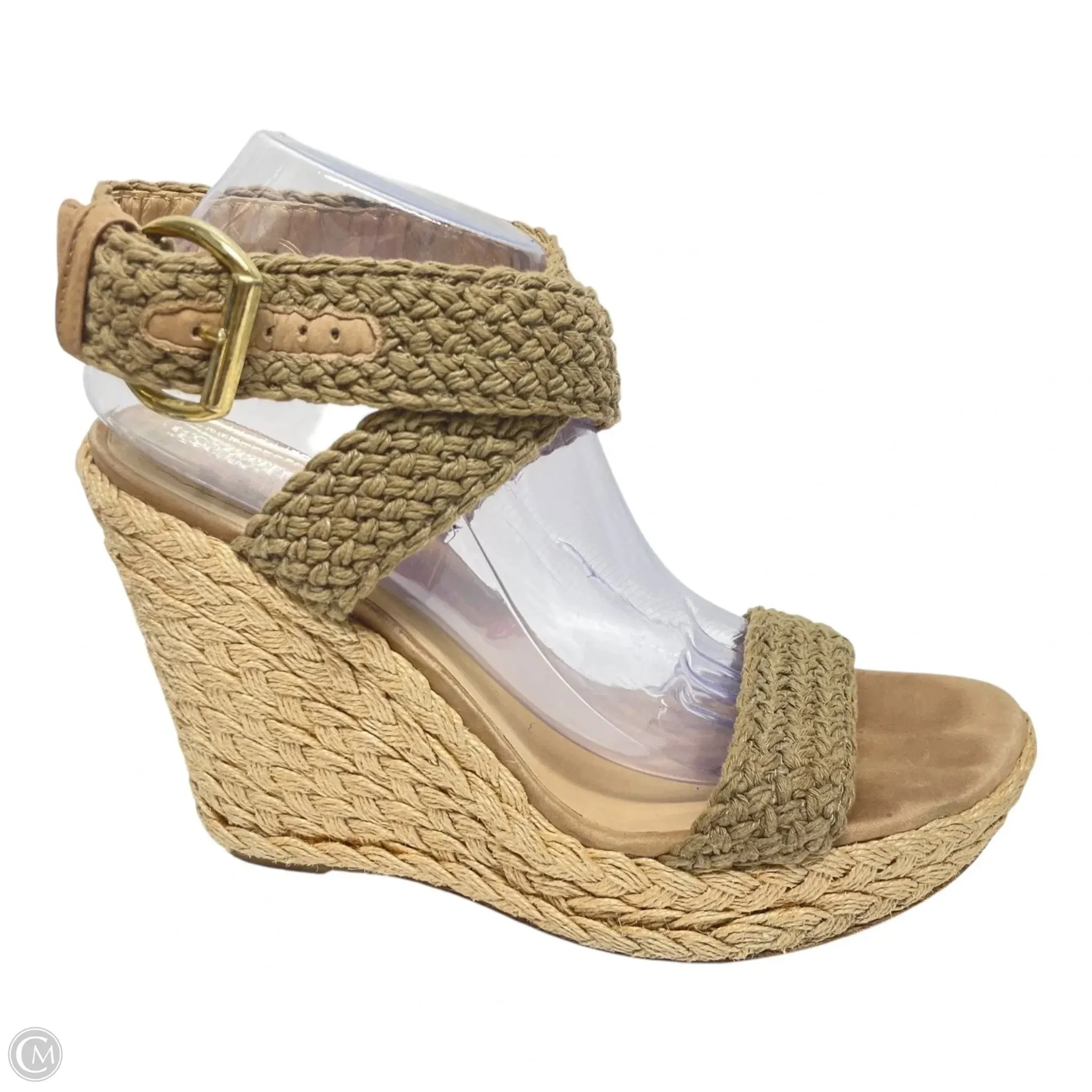 Quick Dry Textile Sandals Designer By Stuart Weitzman In Brown, Size: 10.5