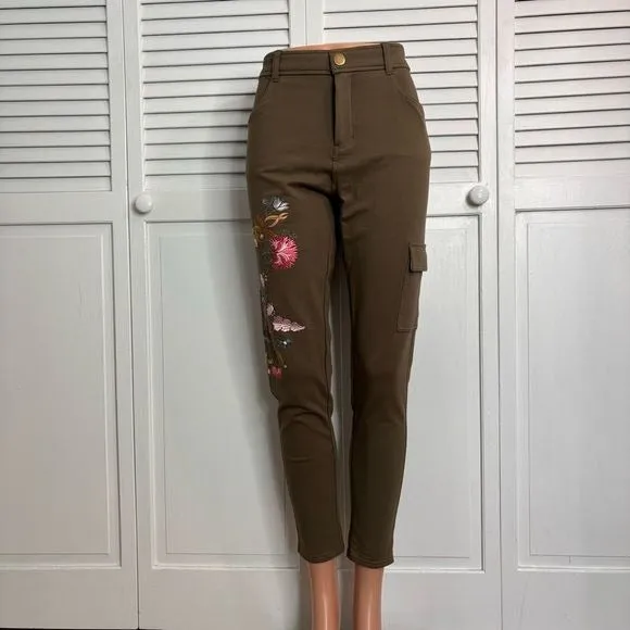 *NEW* MATILDA JANE Embroidered Floral Olive Scouts Honor Pants Size Large