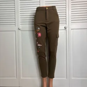 *NEW* MATILDA JANE Embroidered Floral Olive Scouts Honor Pants Size Large