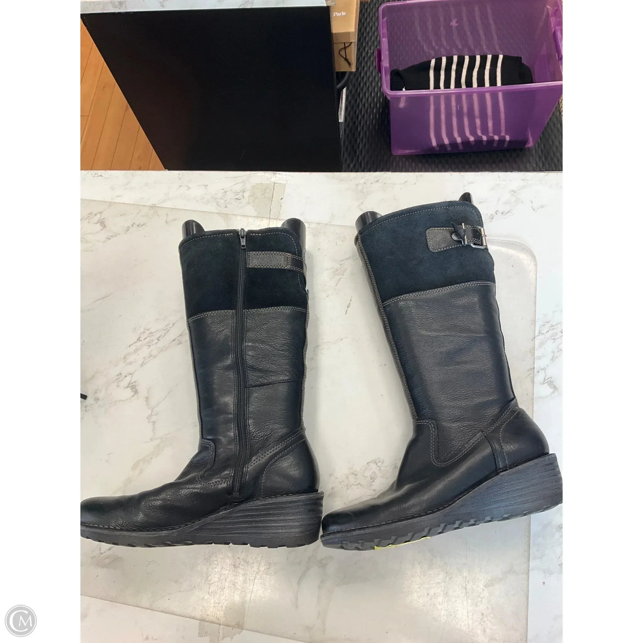 Ultimate Durability Heat Lock Boots Knee Flats By Ecco In Black, Size: 7.5