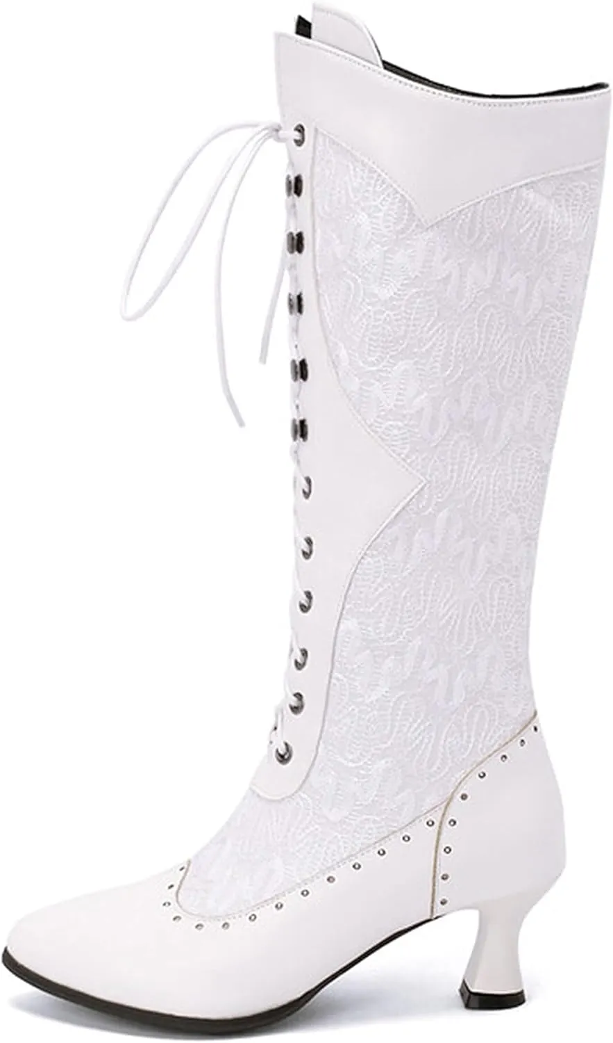 NueiVeiuo Women Vintage Victorian 70s Boots Lace Up