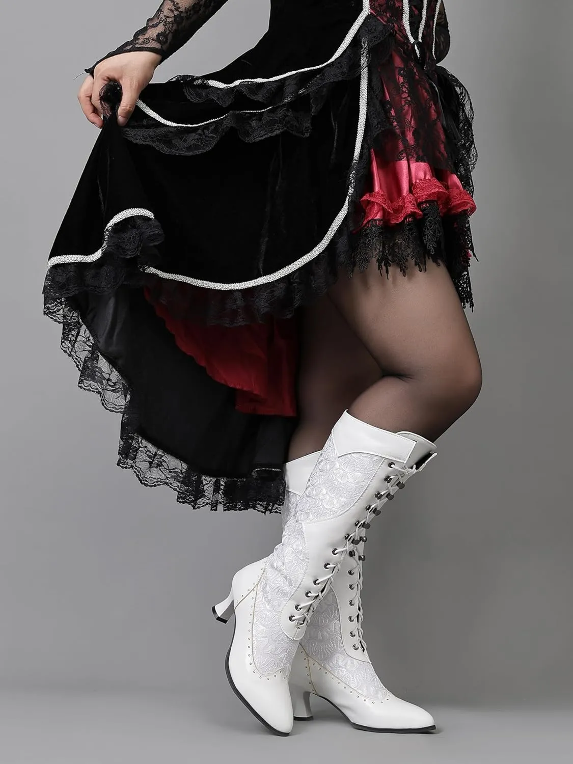 NueiVeiuo Women Vintage Victorian 70s Boots Lace Up